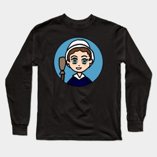 Chibi Molly Pitcher Patriot Portrait Long Sleeve T-Shirt